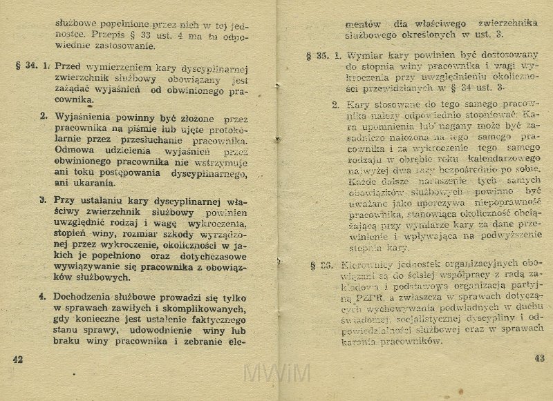 KKE 5517-23.jpg - Dok. „Zarządzenie Ministra Kolei” Nr. 198 z dnia 21 VI 1954 r. o wyróżnianiu pracowników i Regulamin obowiązków pracowników Kolejowych oraz zasad i trybu postępowania dyscyplinarnego, Kraków, 1954 r.